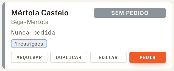 Cartão da zona Mértola Castelo sem pedido, com o botão Pedir.